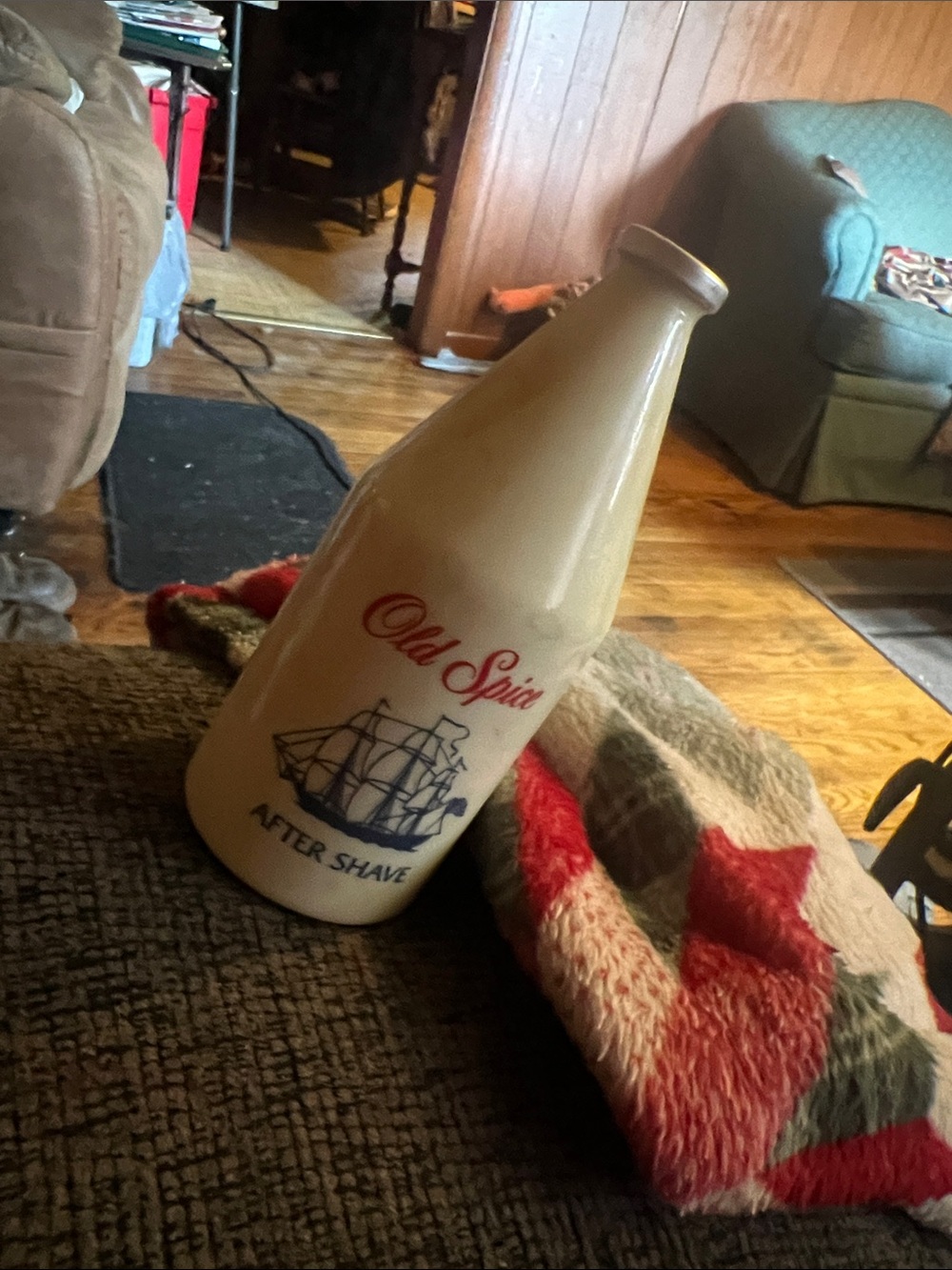 Vintage Old Spice After Shave Bottle - Cream White
